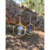 Amethyst mushroom hexagon gold earrings