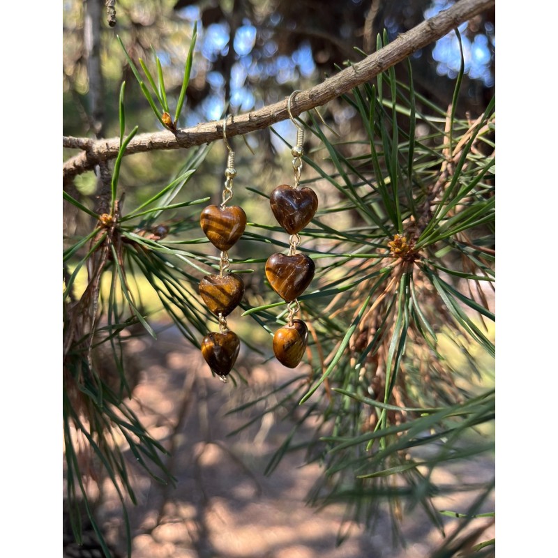 Tigers eye heart earrings