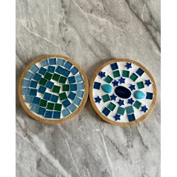 Blue mosaic coasters set of 2