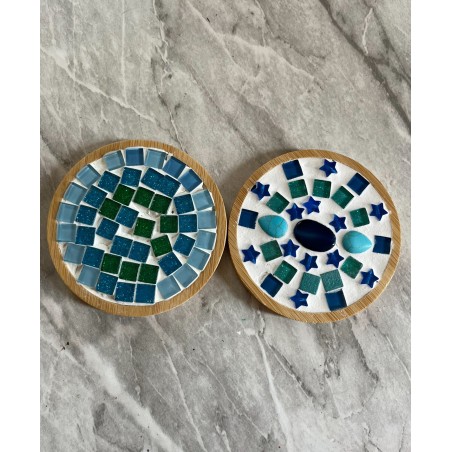 Blue mosaic coasters set of 2